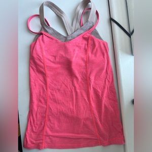 Lululemon Pink Tank Top with Built in Bra Size 2